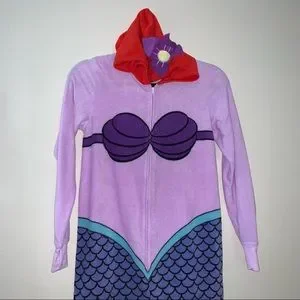 Disney Ariel Little Mermaid Onesie One Piece Zipper Pajama Costume